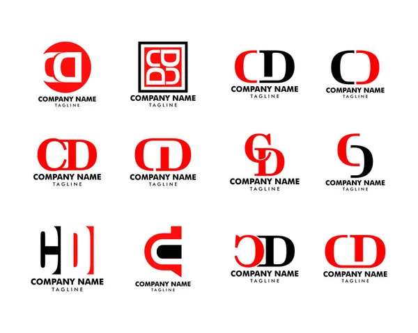 Ensemble de conception initiale de modèle de logo de CD de lettre — Image vectorielle