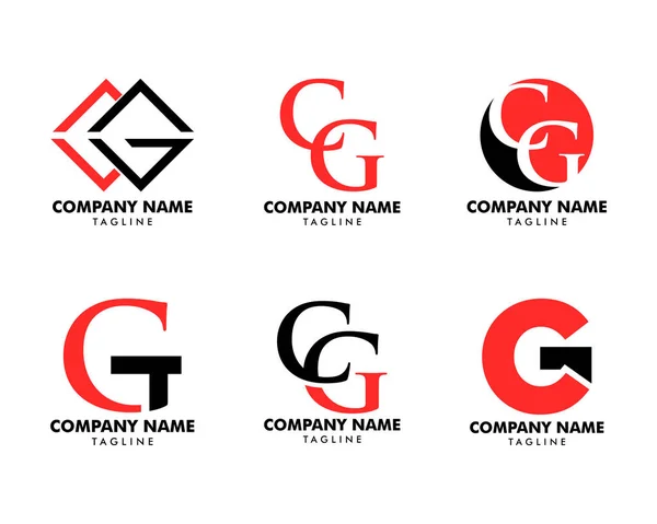 Jeu d'illustration initiale du logo vectoriel de la lettre cg — Image vectorielle