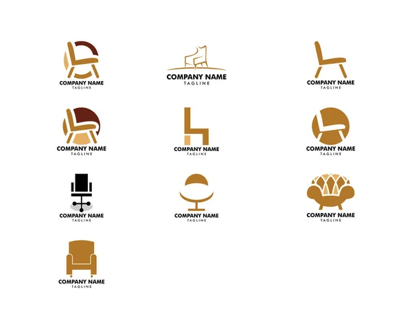 Mobilya sandalye şirket logosu kümesi — Stok Vektör