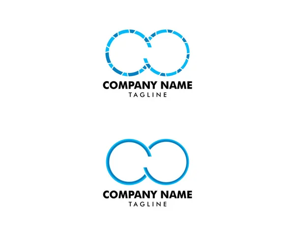 Conjunto de dois anéis de círculo bloqueado modelo de vetor de design de logotipo — Vetor de Stock