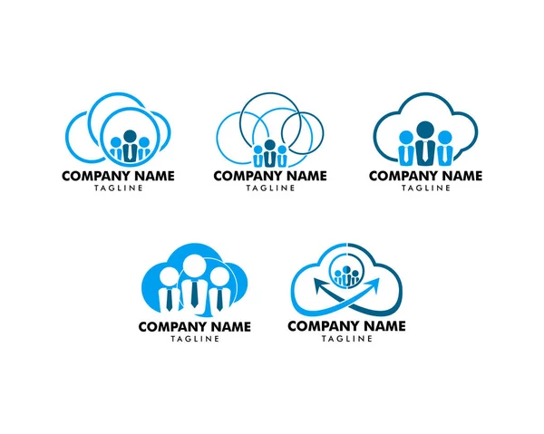 Conjunto de Cloud Job Logo Icon Design — Vetor de Stock