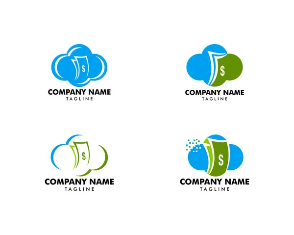 Conjunto Cloud Money Logo Template Design Vector — Vetor de Stock