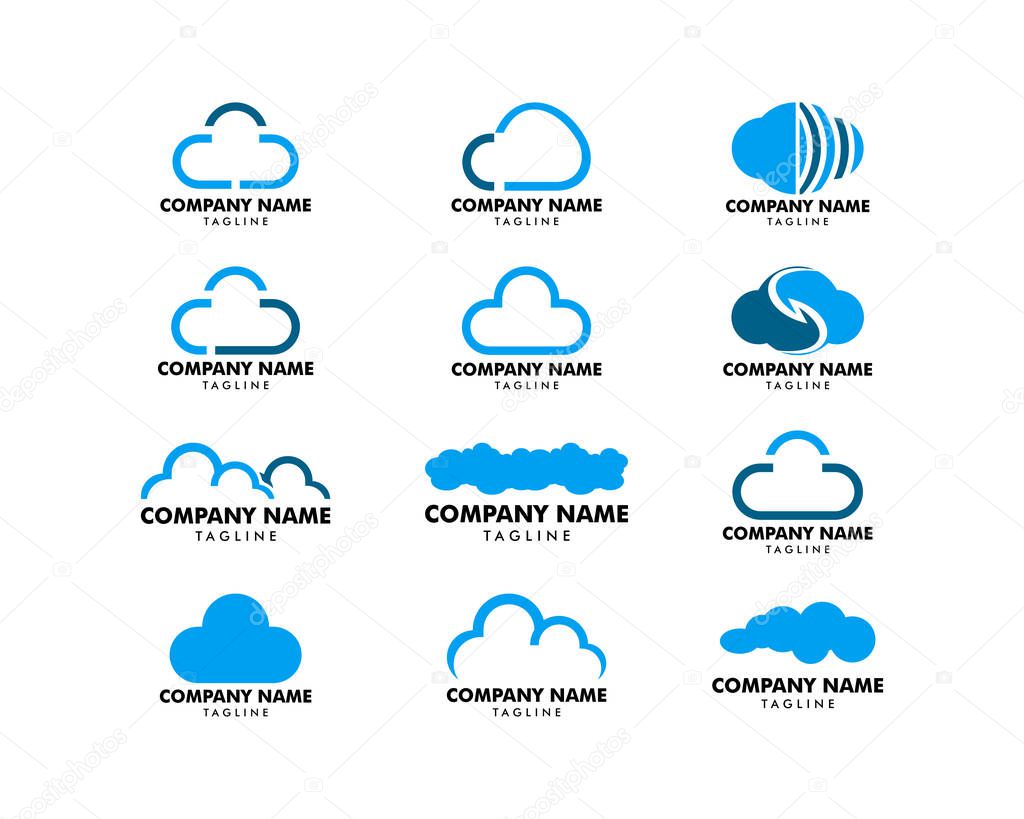 Set of Cloud logo design