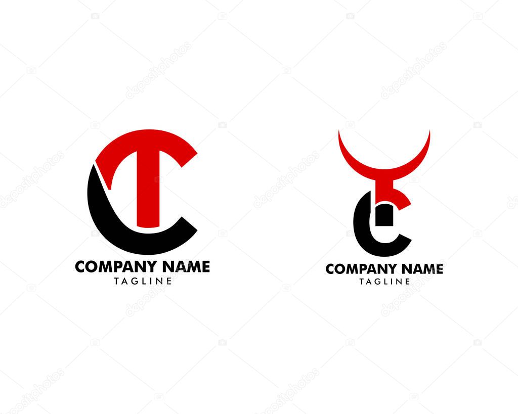 Set of Initial Letter Logo CT Template Vector Design