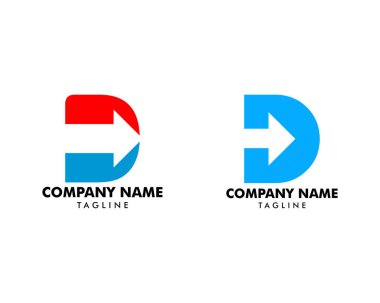 Başlangıç harfi D ok logosu tasarım şablonu seti