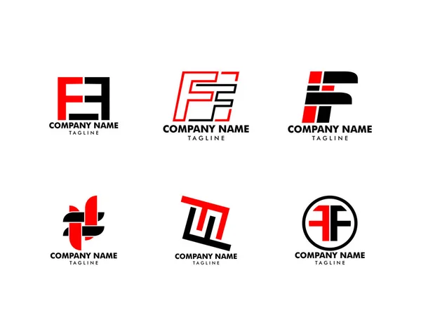 Jeu de conception initiale du modèle de logo FF lettre — Image vectorielle