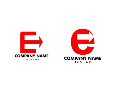 Ok logo şablonu tasarımı ile E harfinin ilk harfinin seti