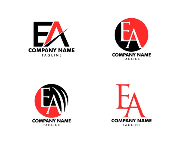 Ensemble de conception initiale du modèle de logo EA Lettre — Image vectorielle