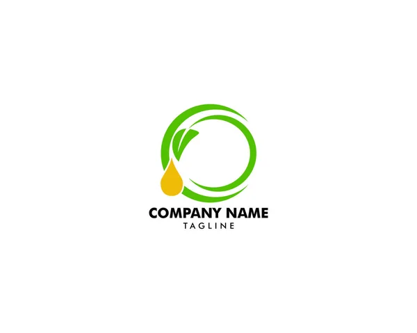 Huile essentielle logo design, huile naturelle avec des herbes fraîches vecteur design — Image vectorielle