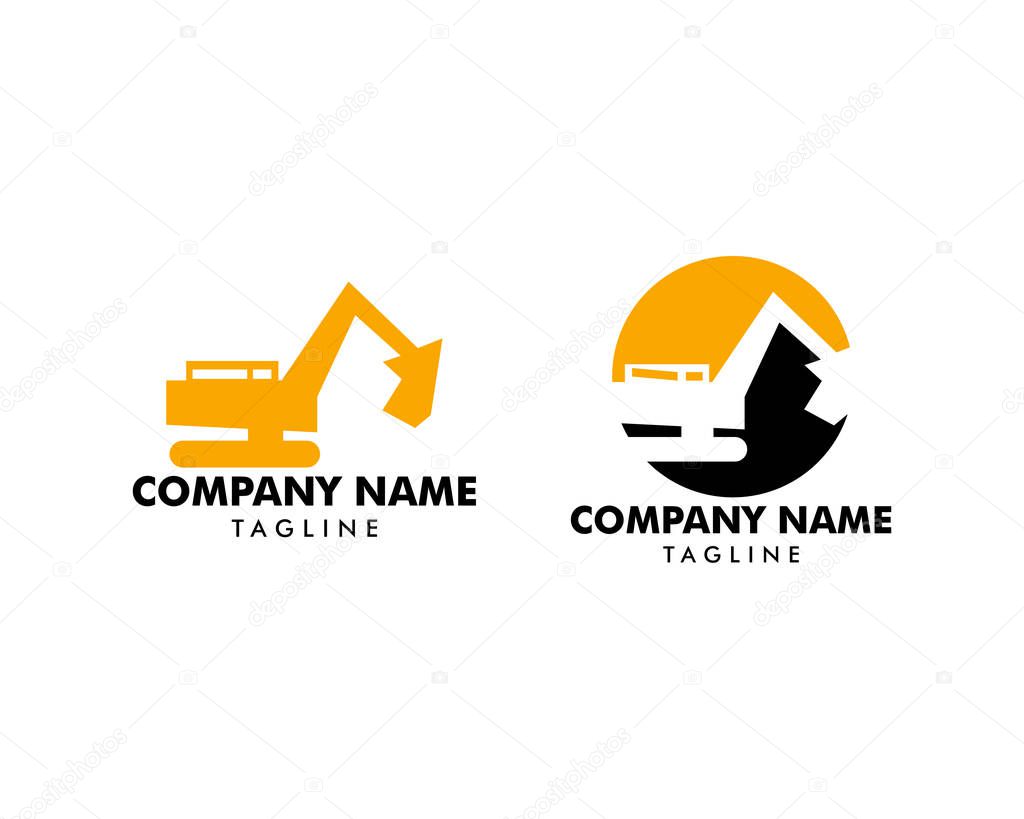Set of Excavator Vector Logo Template, logo for heavy equipment, construction, industrial