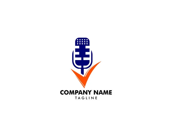 Ikon logo typ design element för podcast check — Stock vektor
