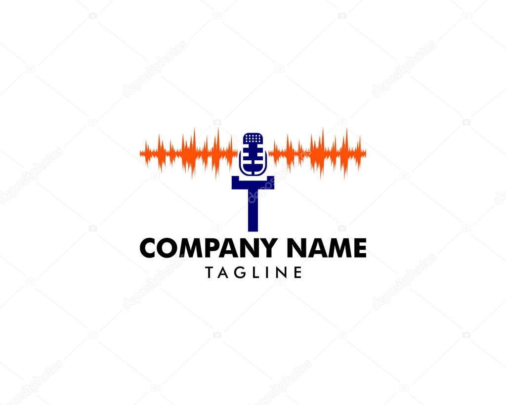 Letter T Voice Over Logo Icon Design