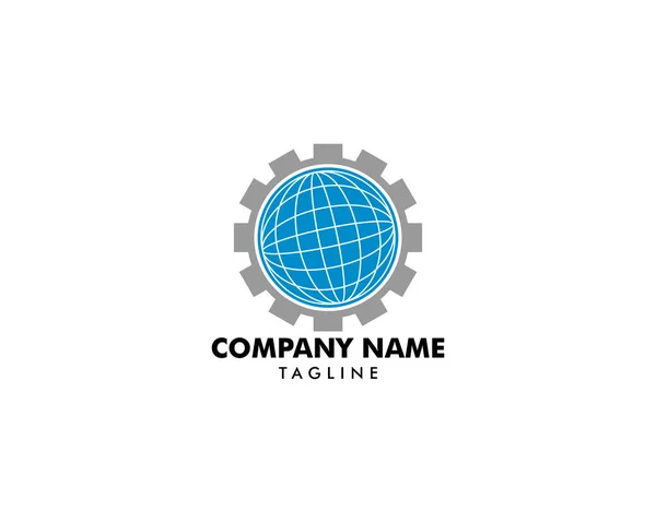 Engranaje Global Logo plantilla diseño Vector — Archivo Imágenes Vectoriales