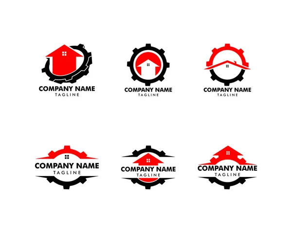 Ensemble de modèle de conception de logo Home Gear Inspiration — Image vectorielle