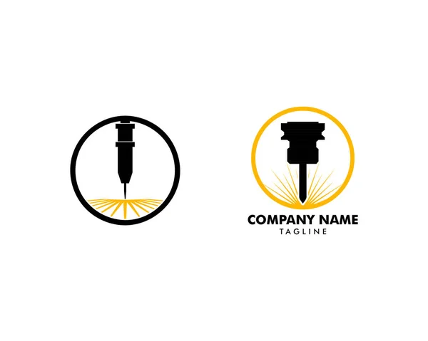 Lazer oyma makinesi vektör tasarım logosu şablonu seti
