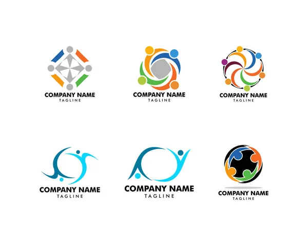 Conjunto de elementos de diseño del logotipo del vector de Community People — Archivo Imágenes Vectoriales