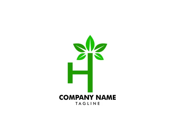 Lettre initiale H avec logo de feuille — Image vectorielle