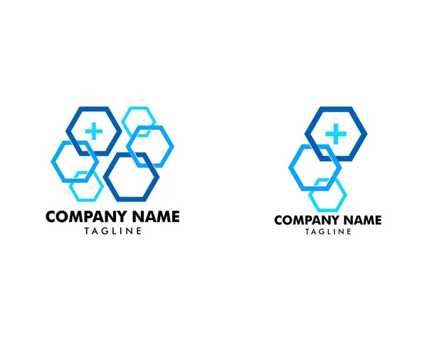 Set of Medical Hexagon Logo Design Template — Stock Vector