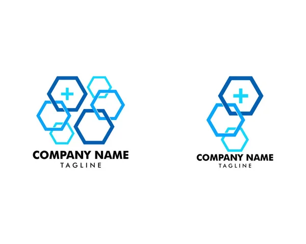 Tıbbi Hexagon Logo Tasarım Şablonu Seti