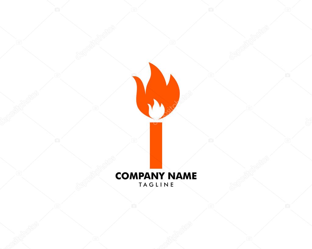 Letter I With Fire Logo Template