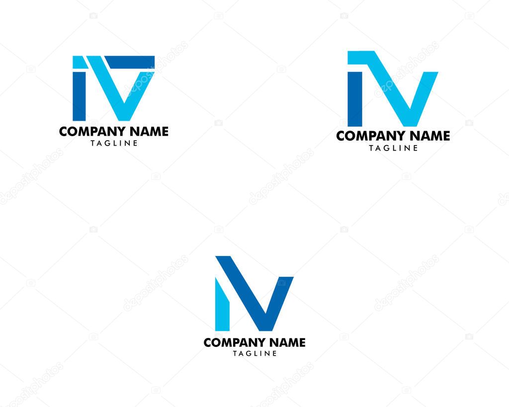 Set of Initial Letter IV Logo Template Design