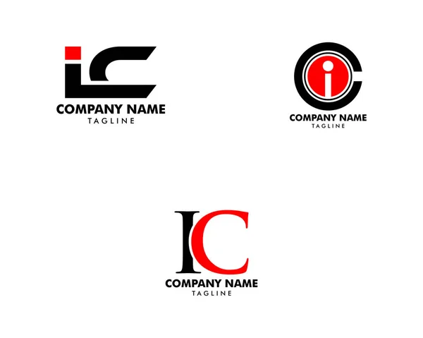 Ensemble de conception initiale du modèle de logo IC lettre — Image vectorielle