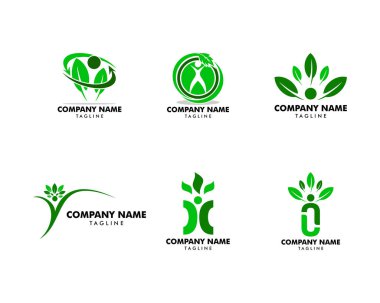 İnsan Yaprağı Logo Şablonu Seti