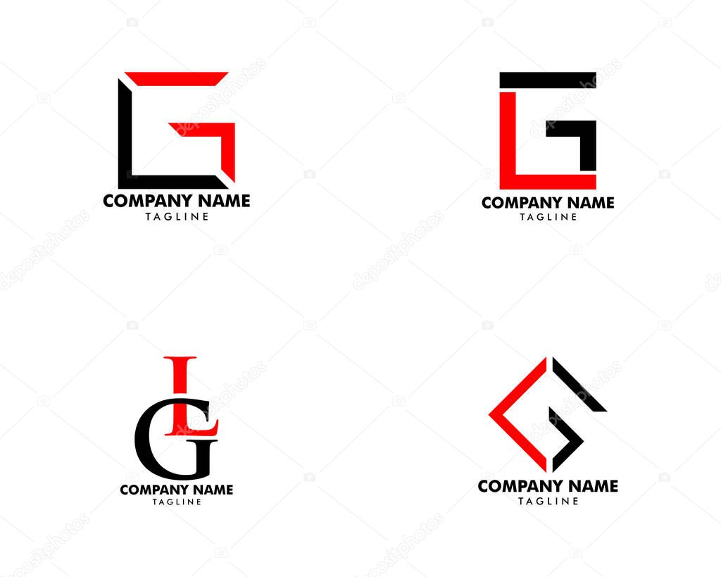 Set of Initial Letter LG Logo Template Design