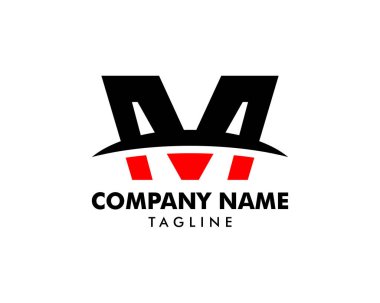 Mektup M Swoosh Logo Şablon Tasarımı