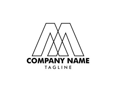 M harfi vektör çizgisi logo tasarımı
