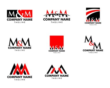 Set of Initial Letter MM Logo Template Design clipart