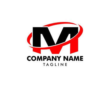Mektup M Swoosh Logo Şablon Tasarımı