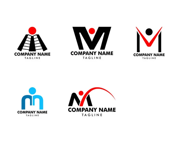 Conjunto de letra M Pessoas Logo Design Inspiração — Vetor de Stock