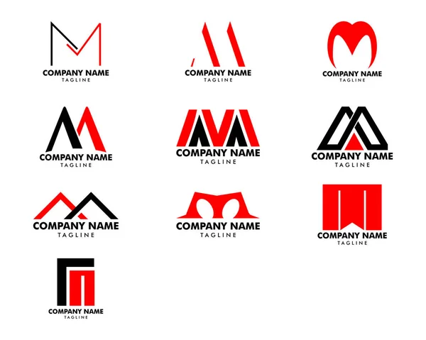 Ensemble de conception initiale du modèle de logo de la lettre M — Image vectorielle