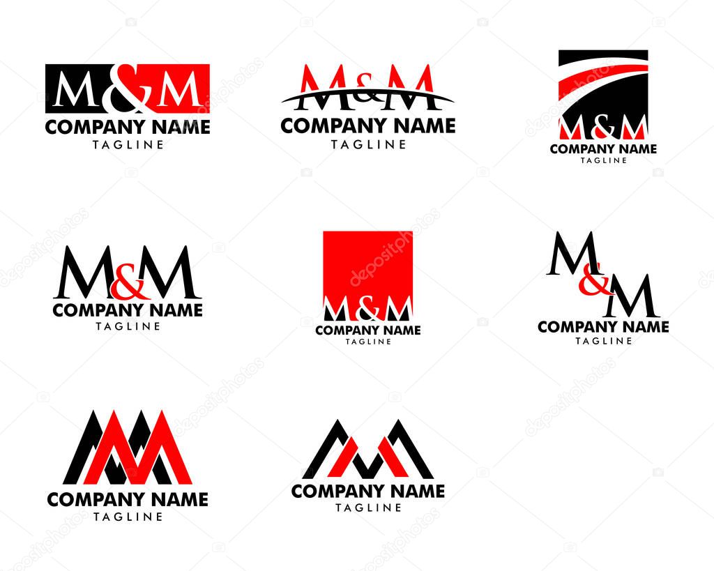 Set of Initial Letter MM Logo Template Design