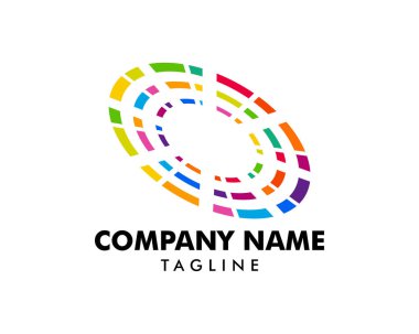 Soyut Oval Mozaik Logo Tasarım Şablonu