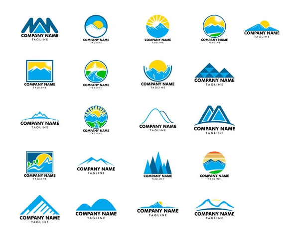 Набор векторных шаблонов дизайна логотипа Горы — стоковый вектор
