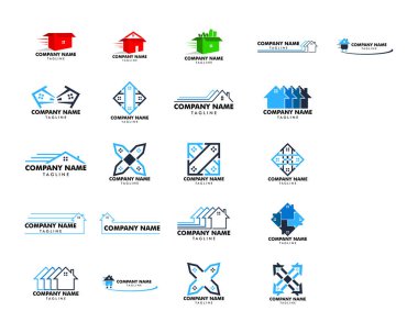 Set ev hareketli logo tasarım şablonu