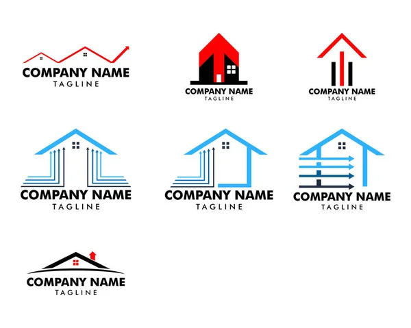 Conjunto de modelo de design de logotipo da casa de seta — Vetor de Stock
