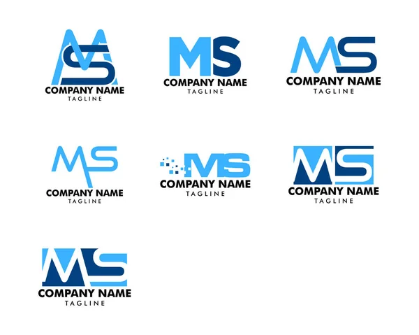 Ensemble de conception initiale du modèle de logo MS Lettre — Image vectorielle