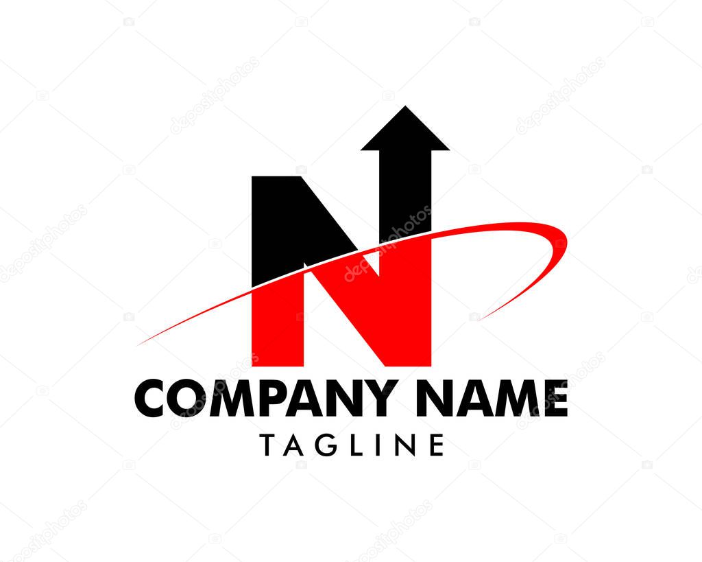 Initial Letter N Arrow Swoosh Logo Template Design