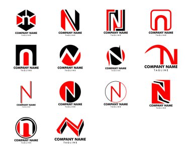 İlk Harf N Logo Şablon Tasarımı Seti