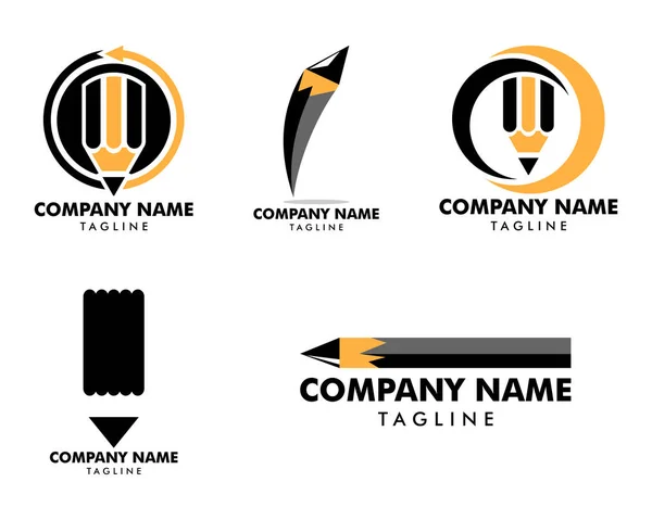 Conjunto de modelo de logotipo do vetor de ícone de lápis — Vetor de Stock