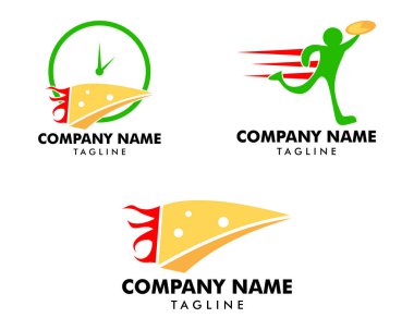 Vektör hızlı pizza logosu seti, Pizza hızla logo teslim
