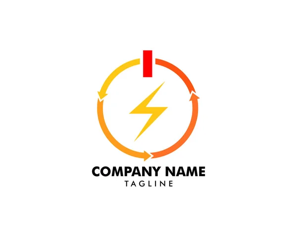Power Button and Lighting Bolt Logo Template Design Vector — Stock Vector