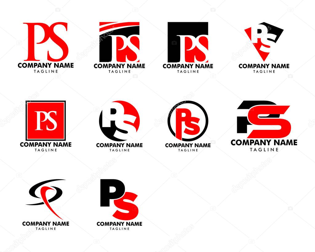 Set of Initial Letter PS Logo Template Design