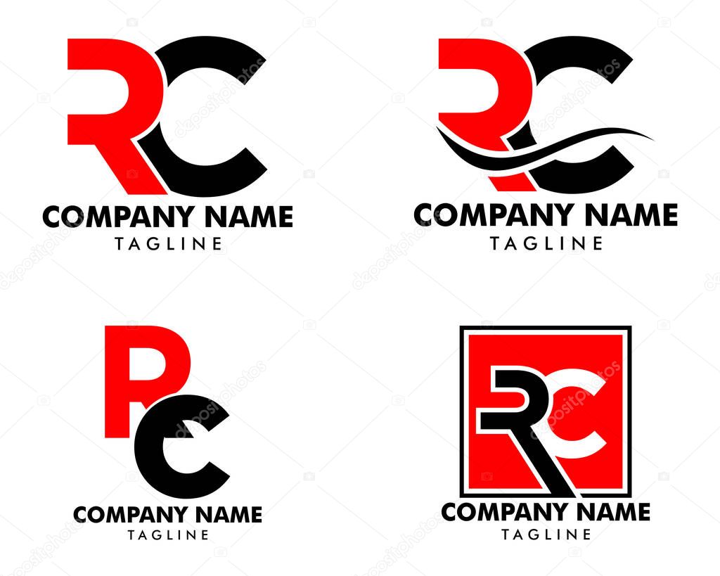 Set of Initial Letter RC Logo Template Design