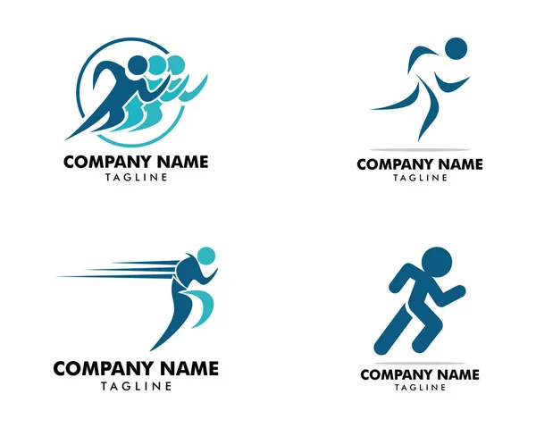 Conjunto de caracteres de logotipo do vetor de corrida humana — Vetor de Stock
