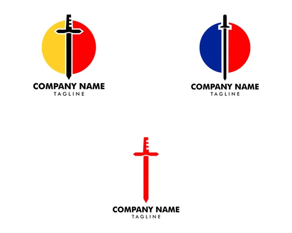 Kılıç simgesi vektör illüstrasyon tasarım logosu seti — Stok Vektör