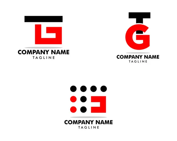 Ensemble de conception initiale du modèle de logo TG Lettre — Image vectorielle